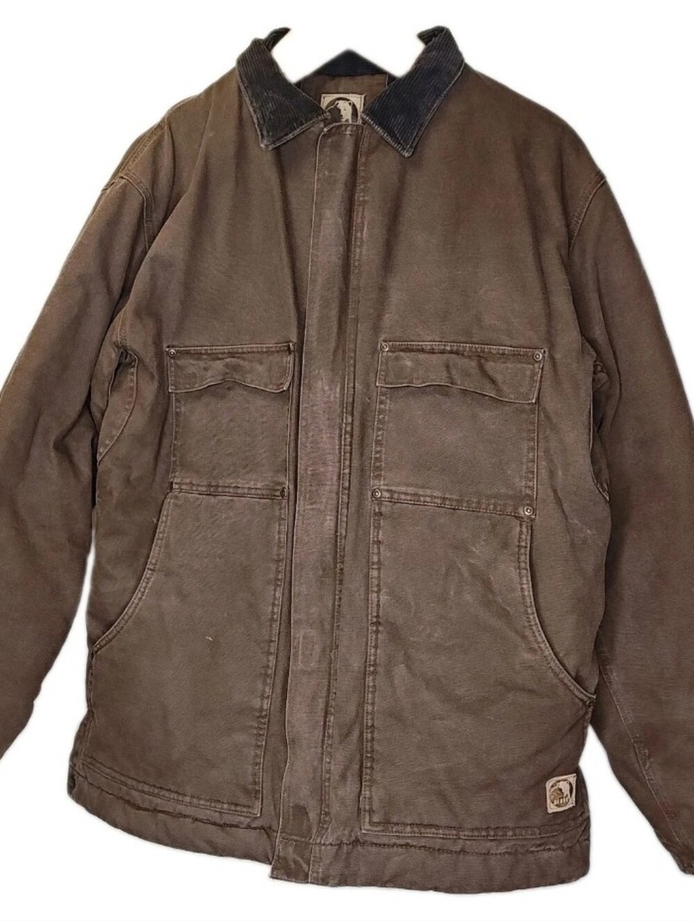 Vtg Berne Large Tall Work Wear Chore Coat Heartland Washed Brown Canvas Quilted